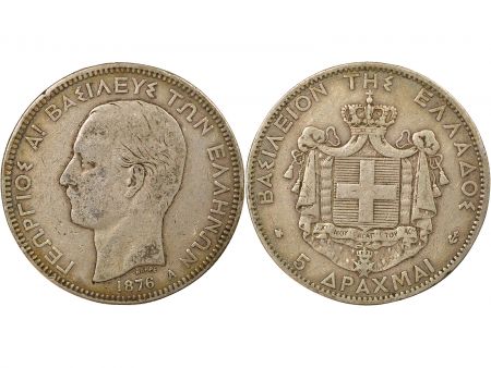 Grèce George I - 5 Drachmes Argent - 1876 A Paris