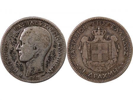 Grèce GRÈCE  GEORGES Ier - 1 DRACHME ARGENT 1868 A PARIS