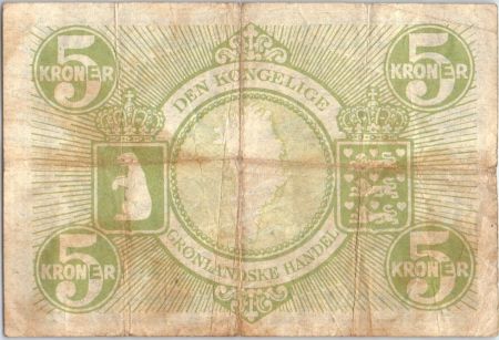 Groenland 5 Kroner Ours Polaire, Carte - (1953-1967)