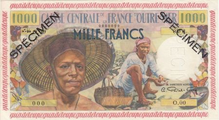 Guadeloupe 1000 Francs Pêcheur - Type 1955 Spécimen n°66