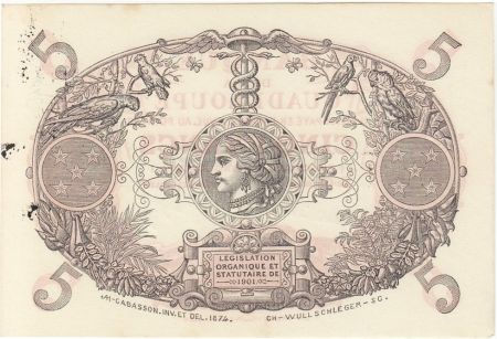 Guadeloupe 5 Francs Cabasson, type 1901 - ND(1944) - H.276-403