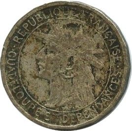 Guadeloupe 50 Centimes Tête d\'indien - Canne à sucre