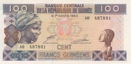 Guinée 100 Francs Jeune Femme - Bananeraie