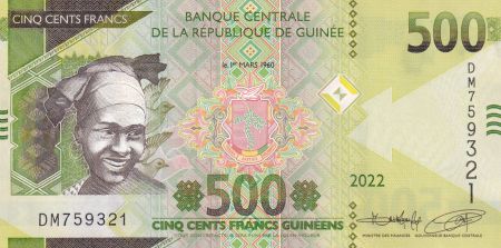 Guinée 500 Francs - Jeune femme - 2022 (2023) - Série DM