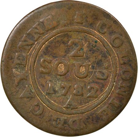 Guyane Française Cayenne, Louis XVI - 2 Sous, Type 2 - 1782 A Paris