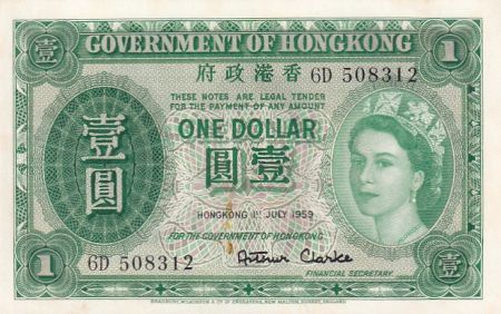 Hong-Kong 1 Dollar - Elisabeth II - 1959 - Série 6D