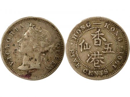 Hong-Kong Victoria - 5 Cents Argent - 1901 Londres