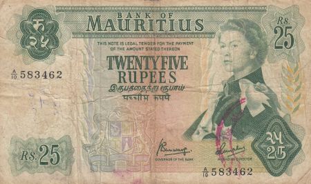 Ile Maurice 25 Rupees - Elisabeth II - Série A.10 - TB - P.32b