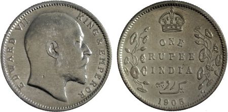 Inde 1 Rupee Edouard VII Roi et Empereur - 1905