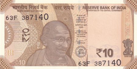 Inde 10 Rupees - Gandhi - 2024 - Série 63F