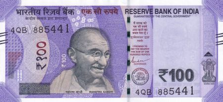 Inde 100 Rupees - Gandhi - 2023 - Série 4BQ- Lettre M