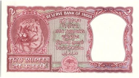 Inde 2 Rupees, Colonne aux Lions - Tigre - 1957-62  - P.29 b