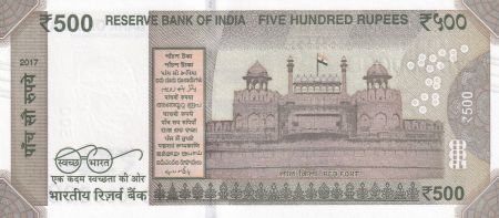 Inde 500 Rupees, Mahatma Gandhi - 2017 Série 2TD - Petit numéro 000008