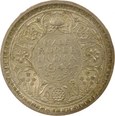 Indes Britanniques George VI - 1/2 Roupie Argent - 1944 Bombay