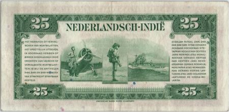 Indes Néerlandaises 25 Gulden 1943 Reine Wilhelmina