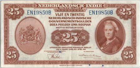 Indes Néerlandaises 25 Gulden 1943 Reine Wilhelmina