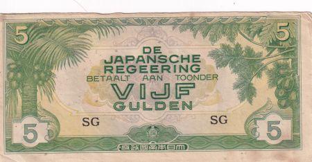 Indes Néerlandaises 5 Gulden - Occupation japonaise - 1942 - Série SG