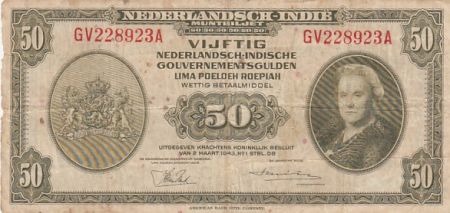 Indes Néerlandaises 50 gulden - Reine Wilhelmina - Soldats - 1943