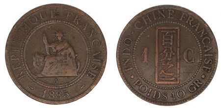 Indo-Chine Fr. 1 Cent Liberté assise - Indo-Chine 1885 A Paris