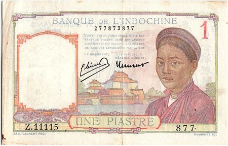 Indo-Chine Fr. 1 Piastre, Laotienne - 1946 - P.54 c