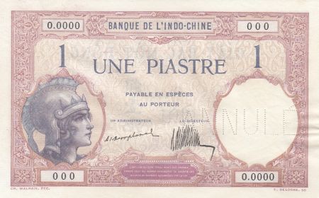 Indo-Chine Fr. 1 Piastre Walhain - 1927 Spécimen O.0000 - P.NEUF