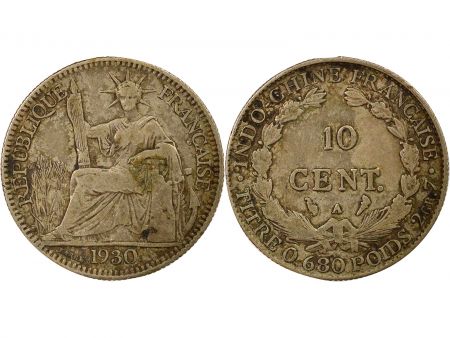 Indo-Chine Fr. 10 Centièmes Argent - 1930 Paris