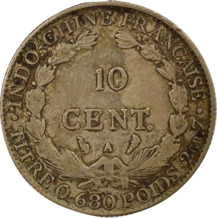 Indo-Chine Fr. 10 Centièmes Argent - 1930 Paris