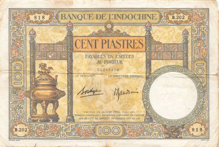 Indo-Chine Fr. 100 Piastres - Duplex - ND (1936-1939) - Série B.202