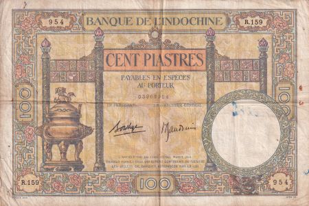 Indo-Chine Fr. 100 Piastres - Duplex - ND (1936-1939) - Série R.159 - P.51d