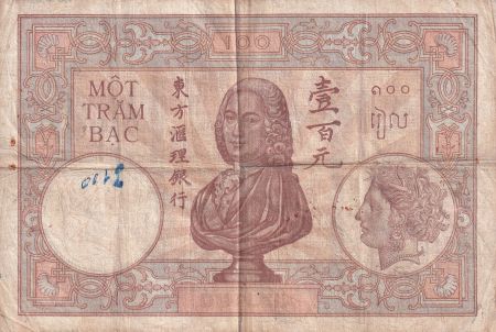 Indo-Chine Fr. 100 Piastres - Duplex - ND (1936-1939) - Série R.159 - P.51d