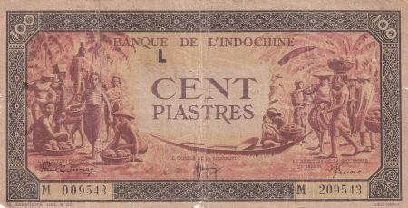 Indo-Chine Fr. 100 Piastres Marché - 1942 - Lettre L - Série M 209543