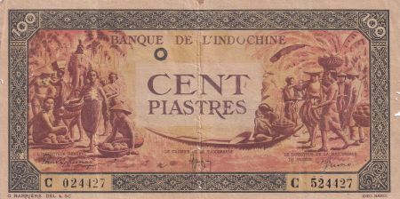 Indo-Chine Fr. 100 Piastres Marché - 1942 - Lettre O - Série C 524427