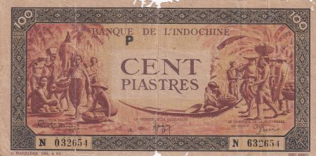 Indo-Chine Fr. 100 Piastres Marché - 1942 - Lettre P - Série N 632654