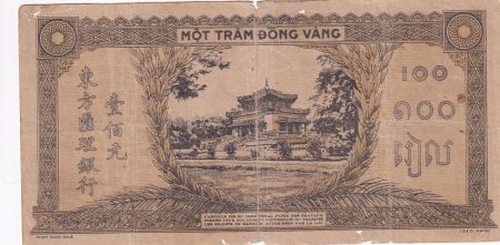 Indo-Chine Fr. 100 Piastres Marché - 1942 - Lettre Q - Série U 021379