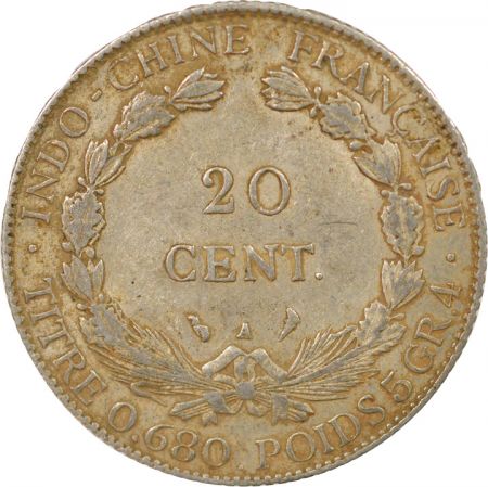 Indo-Chine Fr. 20 Centiemes Argent - 1930 A Paris