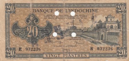 Indo-Chine Fr. 20 Piastres - 1945 - Lettre J - Annulé - TB