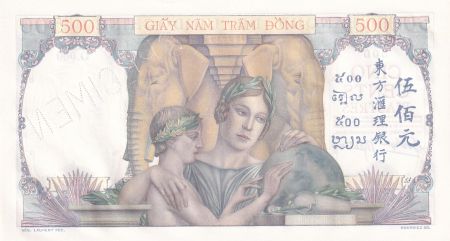 Indo-Chine Fr. 500 Piastres - Femme et enfant - Eléphants - Spécimen -  ND (1939)