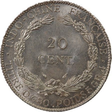 Indo-Chine Fr. INDOCHINE FRANCAISE - 20 CENTIMES ARGENT 1937