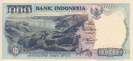 Indonésie 1000 Rupiah - Lompat Batu Pulau Nias - Danau Toba - 1992 -  Série RJH - P.129a