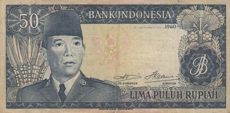 Indonésie 50 Rupiah - Président Sukarno - Danseurs - 1960