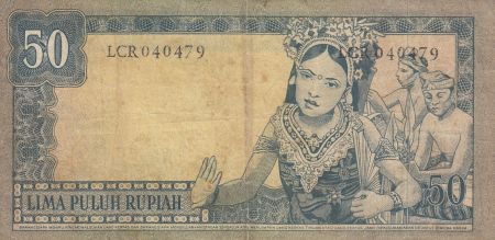 Indonésie 50 Rupiah - Président Sukarno - Danseurs - 1960