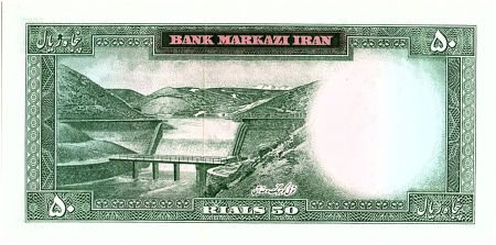 Iran 50  Rials , Mohammad Reza Pahlavi - 1965 -  P.79 a