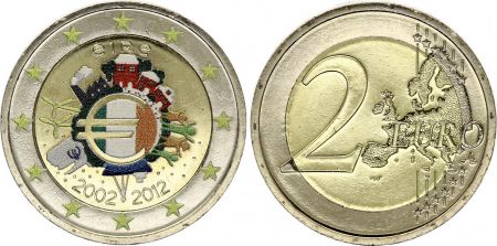 Irlande 2 Euros - 10 ans de l\'Euro - Colorisée - 2012