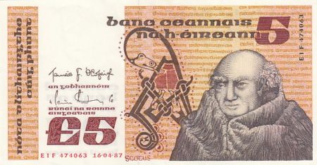 Irlande 5 pounds - John Scotus Eriugena - 1987 - P.71d