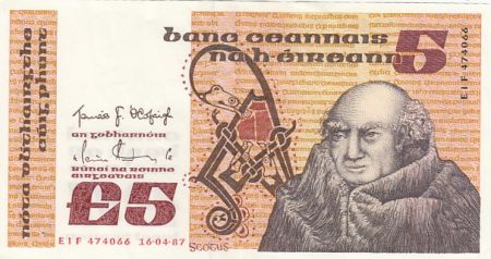 Irlande 5 pounds - John Scotus Eriugena - 1987 - P.71d