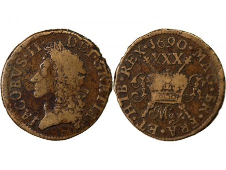 Irlande IRLANDE  JAMES II - 1/2 CROWN 1690