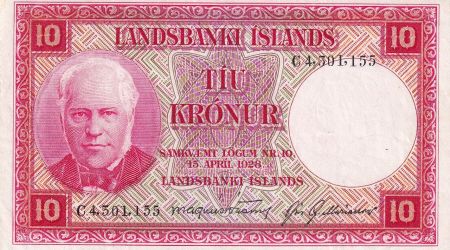 Islande 10 Kronur - J. Sigurdsson - Cascades - 1928 - Série C - P.33b