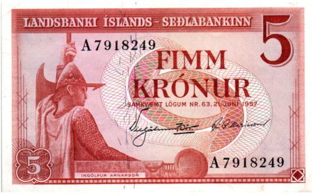 Islande 5 Kronur L. Arnarson - Ferme 1957