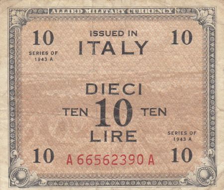 Italie 10 Lire 1943 - Gris et marron - Série A66562390A