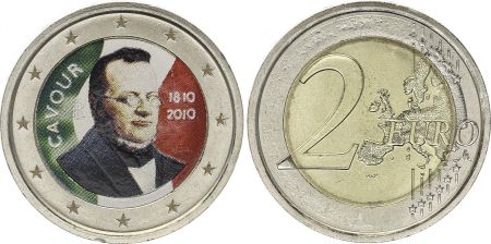 Italie 2 Euros - Cavour - Colorisée - 2010